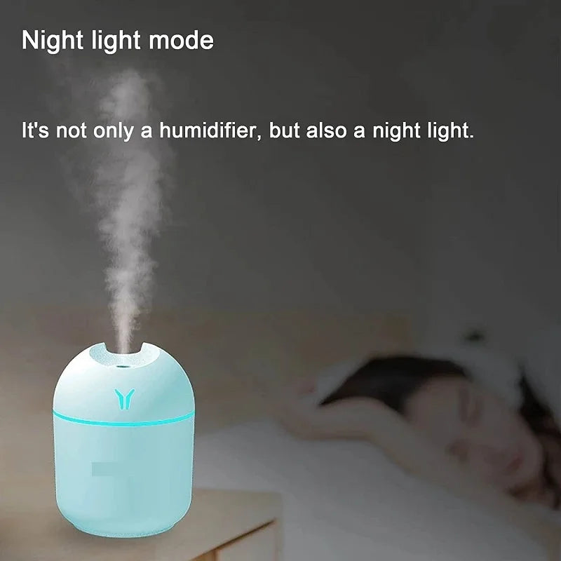 250ml Humidifiers Mini Air Humidifier Aroma Essential Oil Aromatherapy humidifiers Diffuser for Home Car with LED Night Lamp