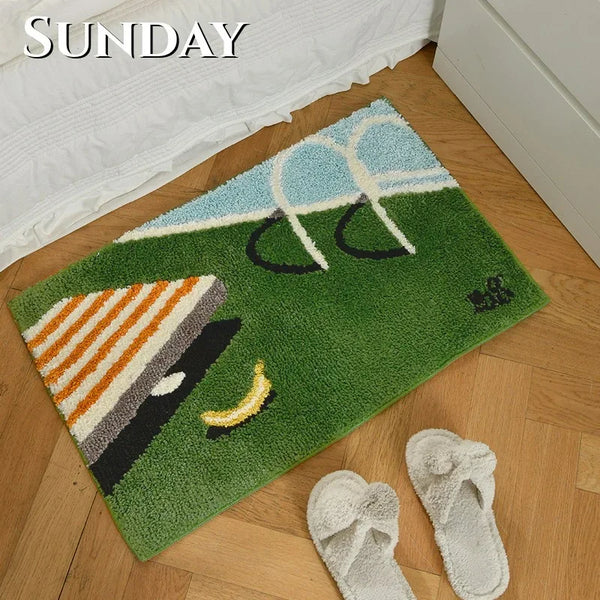 Swimming Pool Pattern Door Mat Soft Tufted Bedroom Bedside Carpet Home Decoration Area Rug Korean Style Cartoon Kitchen Bath Mat