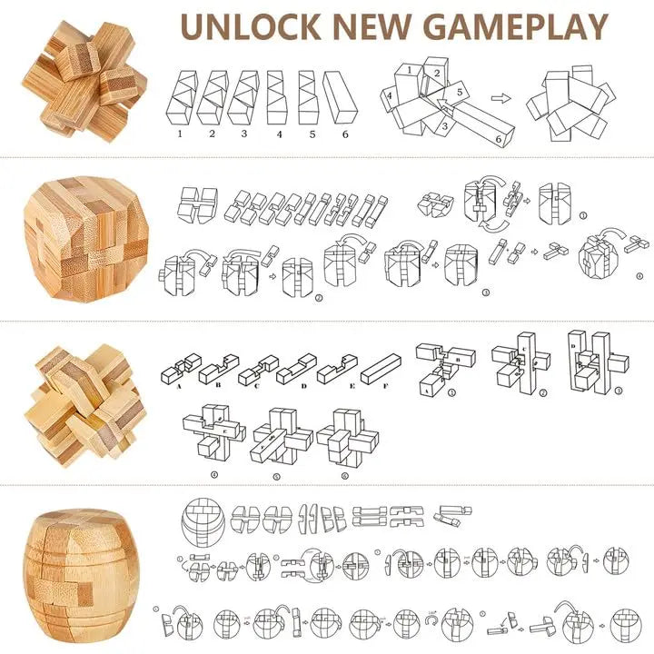 Wooden Puzzle Games Brain Teasers Toy 3D Puzzles for Teens and Adults Logic Puzzle Wood Magic Cube Brain Teaser Assembling Toys