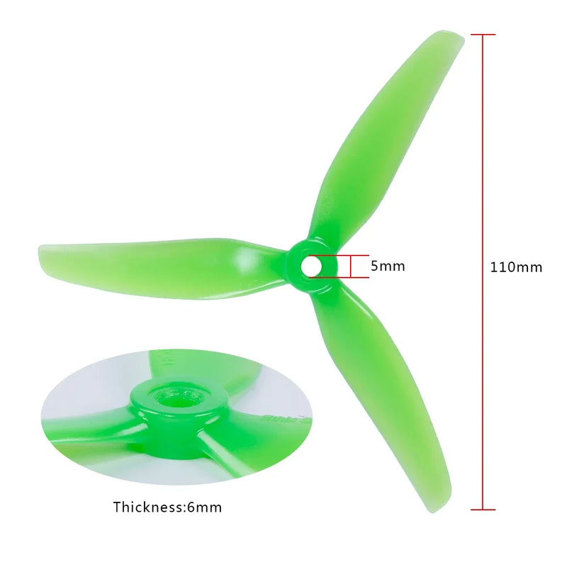 6Pairs(6CW+6CCW) HQPROP Ethix S3 5031 5X3.1X3 3-Blade PC Propeller Pink+Green Watermelon for RC FPV Freestyle 5inch Drones