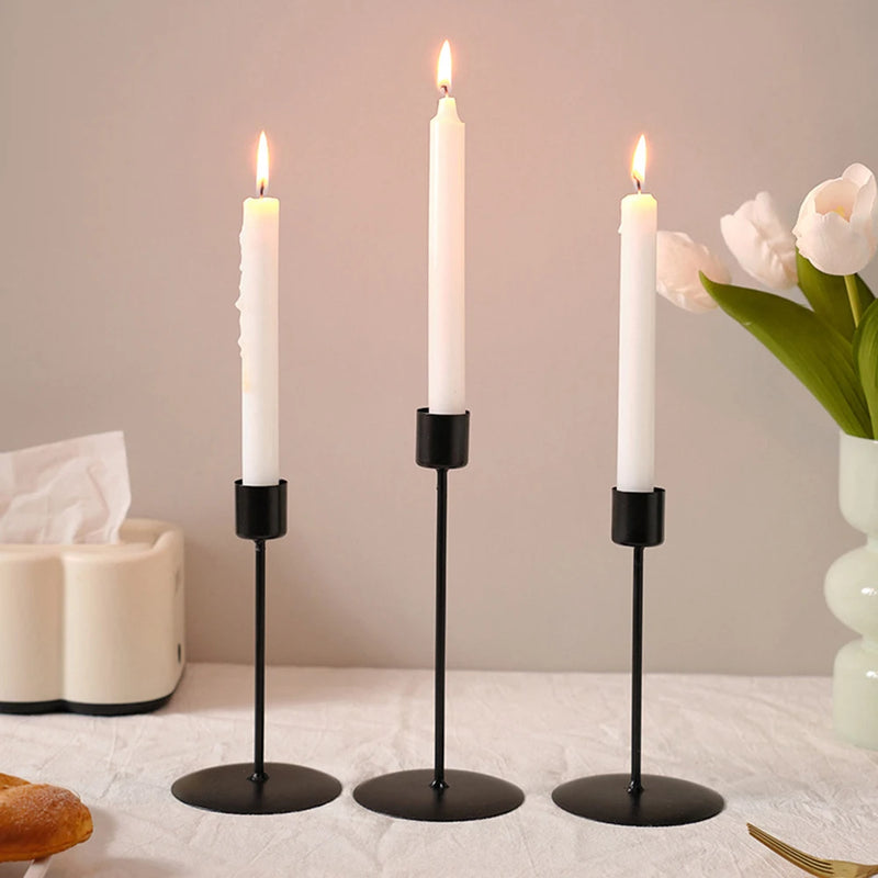 European Style Metal Candle Holders Candlestick Exquisite Wedding Table Candle Stand Black Gold Candlestick Home Decoration