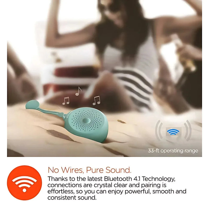 Portable Wireless Bluetooth Speaker, Mini Outdoor Speaker with Suction Cup, Waterproof for Bathroom