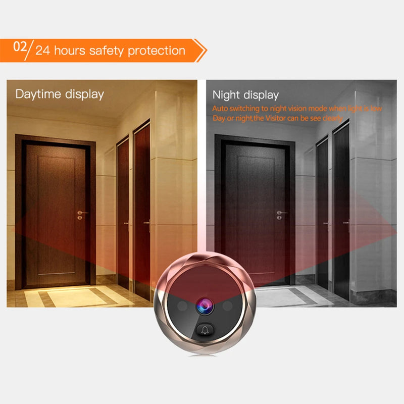 Digital Door Video Peephole Camera Battery Powered Door Viewer with Night Vision Camera Long Standby for Home Apartment Security