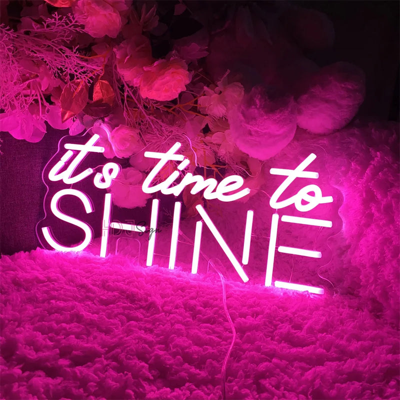 Neon Led Sign It Is Time To Shine LED Lights Sign USB Home Bedroom Party Bar Decoration Neon Lamps Room Wall Decor