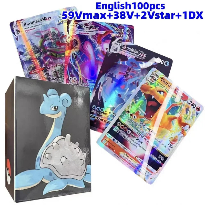 New 2024 English Language Version Pokemon Cards 100Pcs Pokemon Cartas 38 V 59MAX  GX Children Battle Game Tag Team Shining Vmax