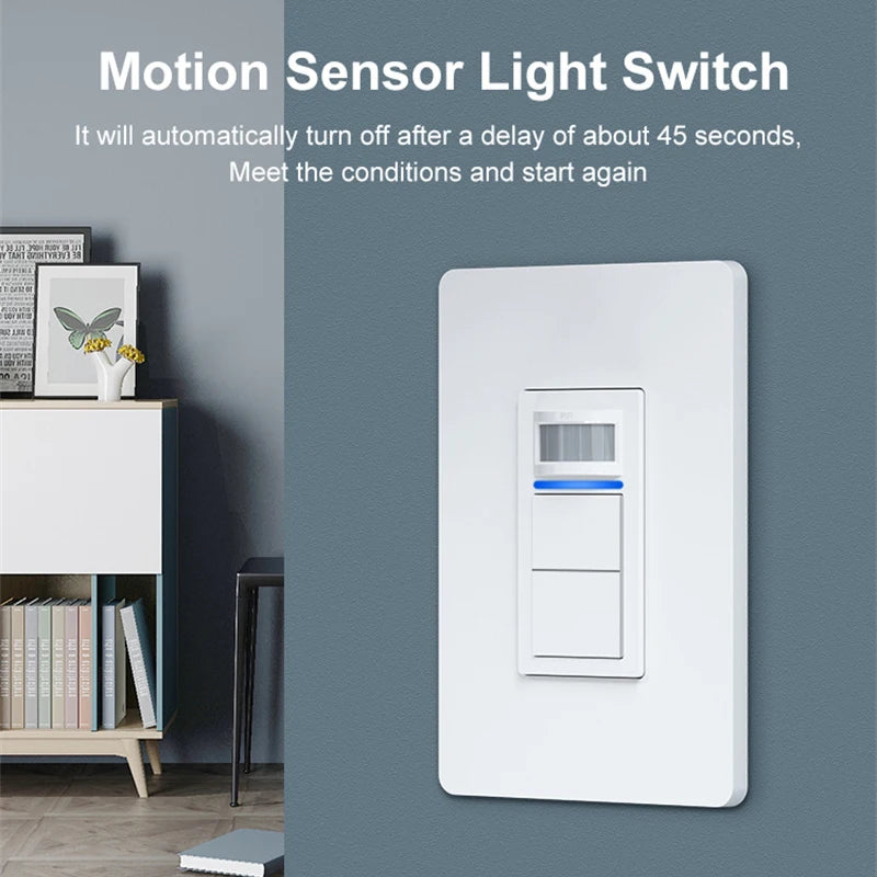 Tuya WiFi Smart PIR Motion Sensor US Standard 1/2 Gang Light Switch 15A AC100-250V Voice Control Works with Alexa Google Home