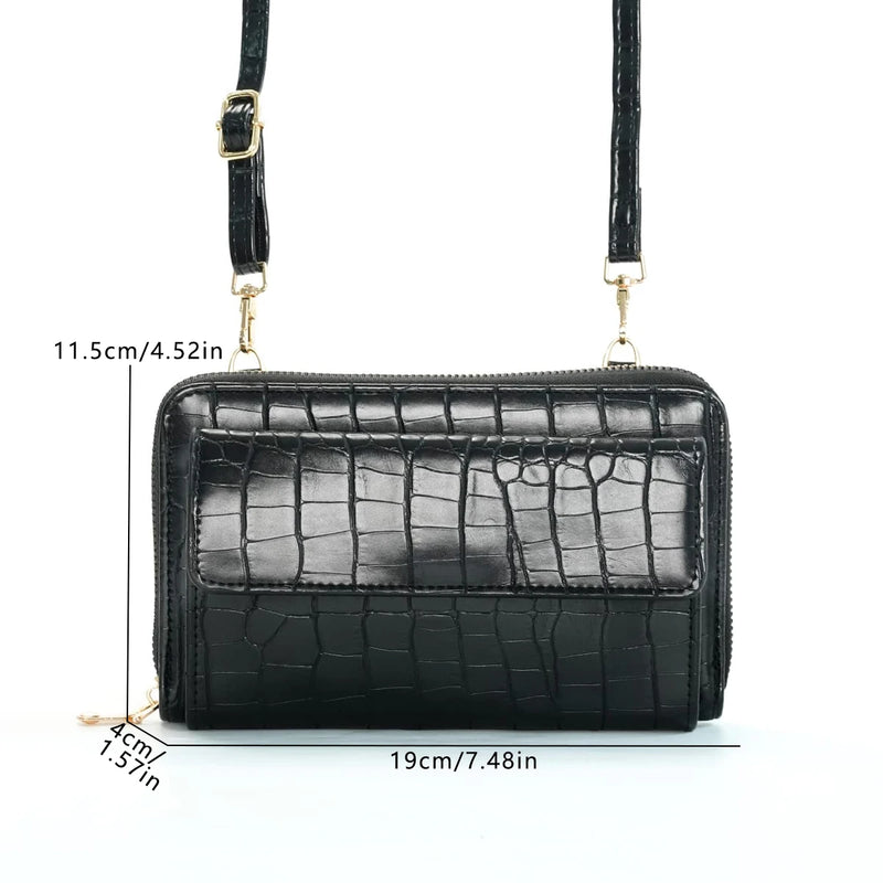 Women's Fashion Crocodile Mobile Phone Wallet Shoulder Bag