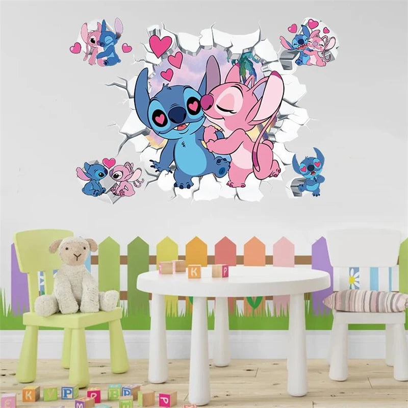 Cartoon Lilo & Stitch Wall Stickers For Kids Room Kindergarten Bedroom Wall Decoration Disney Movie Animation Poster Art Murals