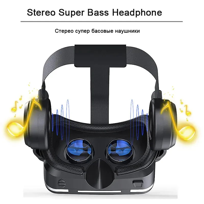 VR Shinecon 6.0 Headphone Version 3D Virtual Reality Stereo Helmet VR Headset with Remote Control for IOS Android