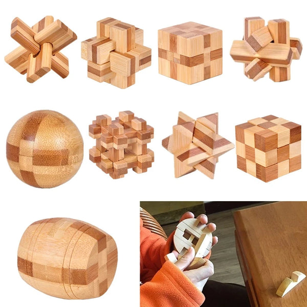 Kong Ming Luban Lock Kids Children 3D Handmade Wooden Toy Adult Intellectual IQ Brain Teaser Game Puzzle Educational Toys