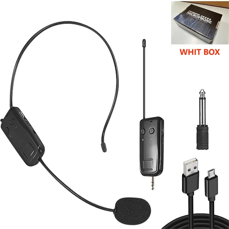 2.4G Head-mounted Wireless Lavalier Microphone Set Transmitter with Receiver for Amplifier Voice Speaker Teaching Tour Guide