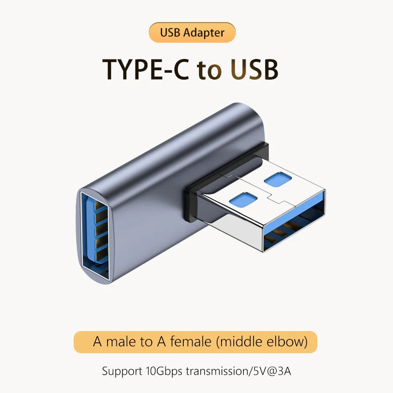 5A Type-C OTG Adapter 240W Fast Charging Data Converter USB 4.0 40Gbps Support 8K 60hz USB C 90/180 Degree Elbow Adapter