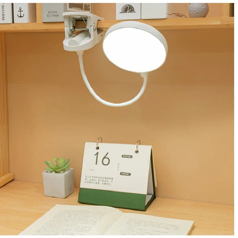 USB Rechargeable Table Lamp With Can Clip Can Stand  Reading Book Night Light LED Desk Lamps 3 Modes Dimming Eye Protection