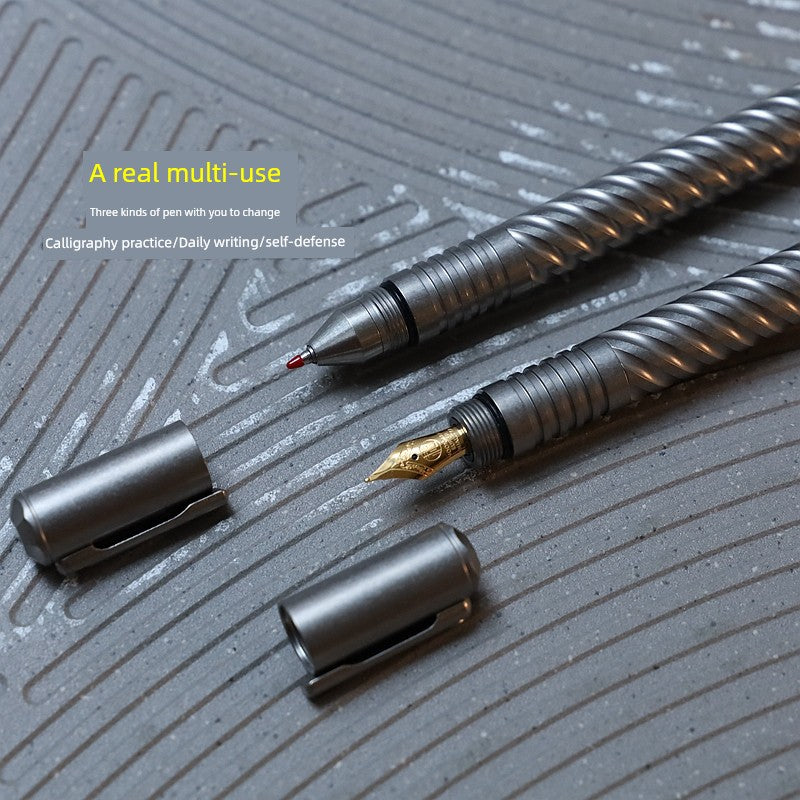 Spiral Two-in-One Interchangeable Titanium Alloy Pen Gel Pen Lamy Handwriting Attack Self-Defense Pen Martin Martin