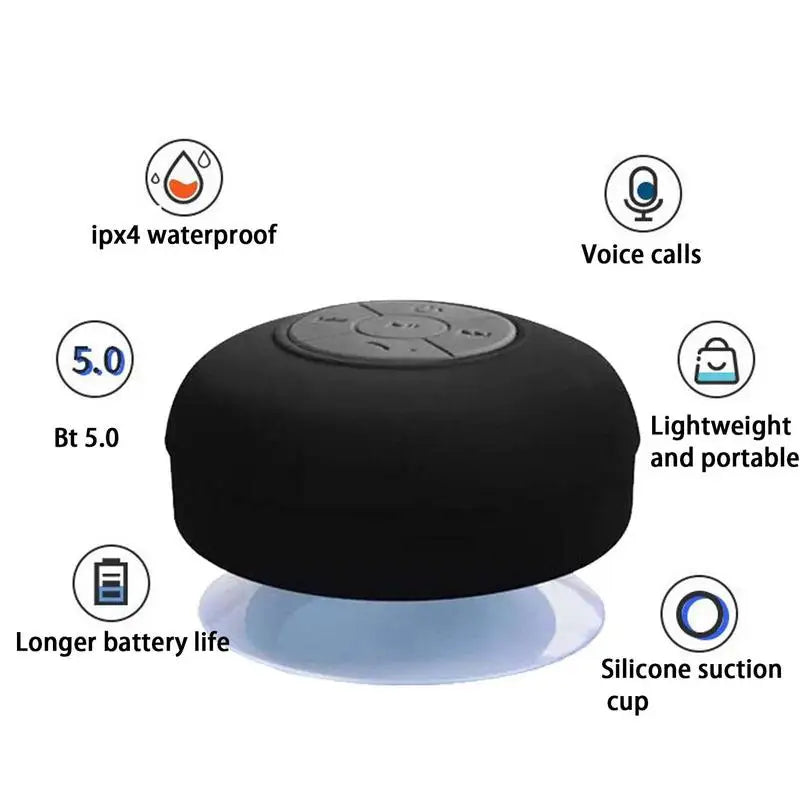 Rondaful Hands-free Calls Bathroom Mini Speaker Shower Waterproof BT5.0 Player With Mic Suction Cup Audio Music Louder Wireless