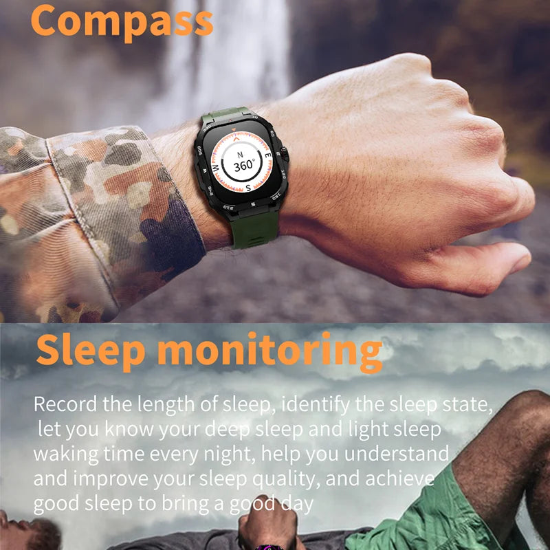 New 2.01inch full touch Smartwatch for men Android Xiaomi Blood Pressure Oxygen Fitness Watch Waterproof military smartwatch