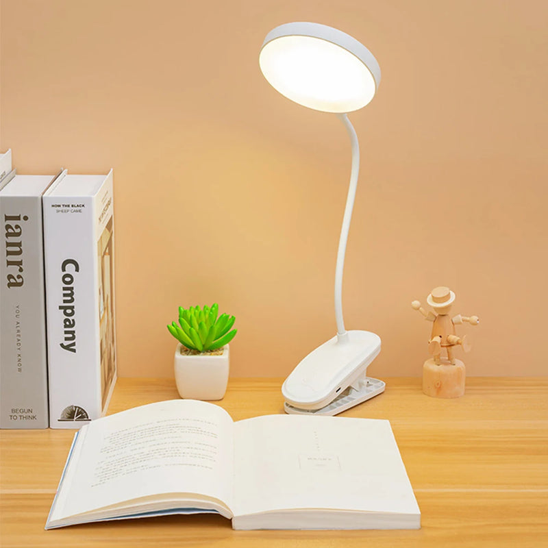 USB Rechargeable Table Lamp With Can Clip Can Stand  Reading Book Night Light LED Desk Lamps 3 Modes Dimming Eye Protection