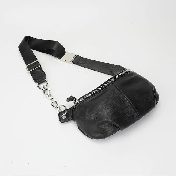 Female Chest bag chain Crossbody Bags For Women 2023 new Shoulder bags Small PU Leather ladies Waist Pack Breast phone wallet