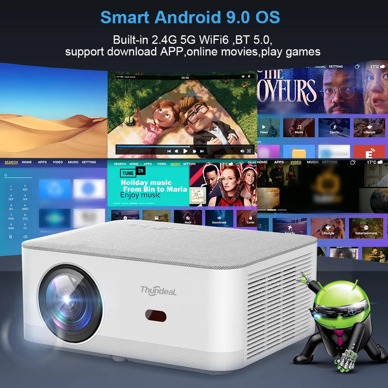 ThundeaL Projector Android TD92 Pro 4K 1080P WiFi Full HD Projector TD92Pro Portable 3D Video Smart Projetor Home Theater Cinema