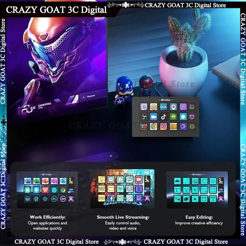 Stream Deck Controller Production For Livestream Video Design Custom Macro Lcd Keys Info Displa Twitch Actions Obs,Black/White