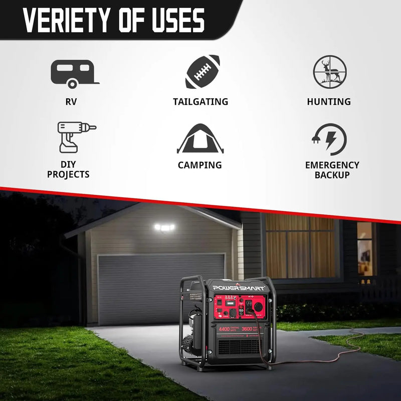 PowerSmart 4400-Watt Portable Generator with Inverter Technology, RV Ready 30A Outlet, Gas Powered, EPA Compliant, Lightweight &