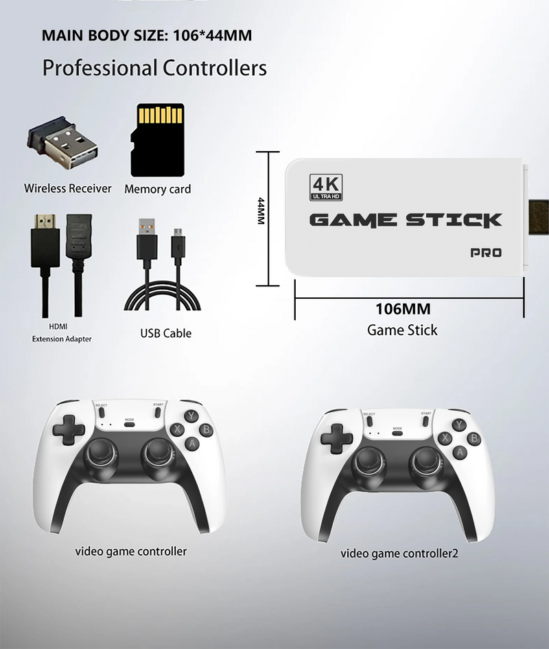 M15 4K Pro Game Stick 64G 30000+ Video Game Console 2.4G Double Wireless Controller 4K Retro Game TV Stick Retro Classic Games