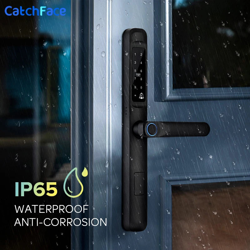 92/85mm Waterproof Outdoor Fingerprint TUYA WIFI APP RFID Card Code Keyless Smart Electronic Door Lock Aluminum/Glass Sliding