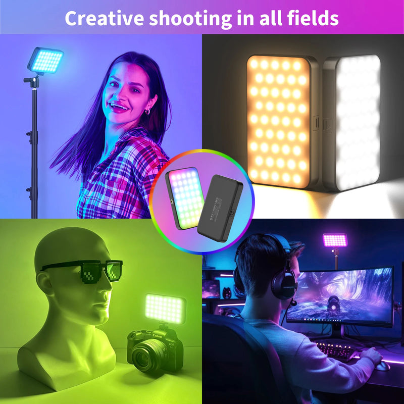 LUXCEO LED Photography Video Light Panel Lighting RGB Camera Photo Studio Lamp Kit Rechargeable For Shoot Live Streaming Youbube