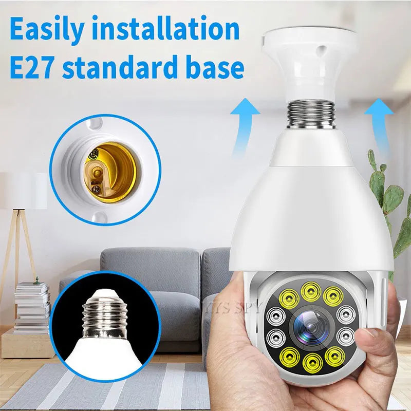 360° 5G Wifi Panoramic Bulb Camera 10pc Infrared Lamps Night Vision Motion Detect 720P HD Surveillance Mini Security CCTV IP Cam