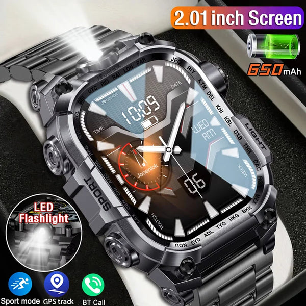 2024 Outdoor Military Men's smartwatch Bluetooth Talk Exercise Heart rate Monitor IP68 Waterproof smartwatch For Android IOS+box