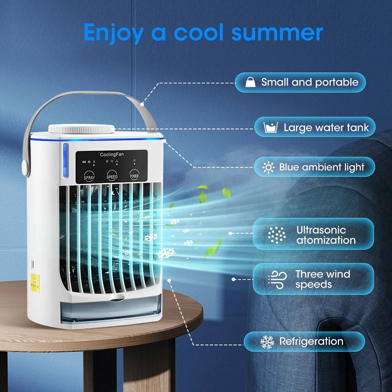 Portable Mini Air Conditioner Air Cooler Fan Water Cooling Fan Spray 3 Gear Wind Humidifier Conditioning Home Cooling Appliances