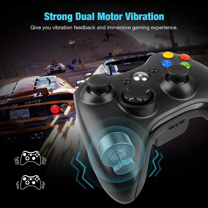 For Xbox 360/Slim/Elite/Winodow Video Game Gamepad Wireless/wired 2.4G Gaming Controller PC 6-axis Joystick Dual Vibration