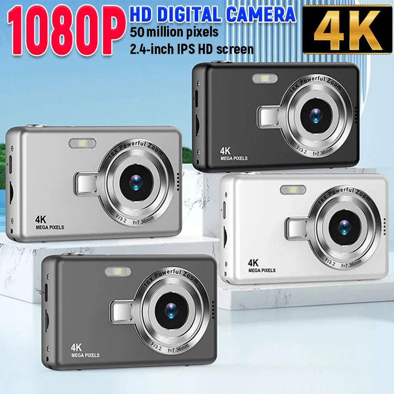 4K Digital Camera HD 1080P Children Cameras Anti-Shake Flash Light Camcorder 16x Zoom Compact Camera For Beginner Photography