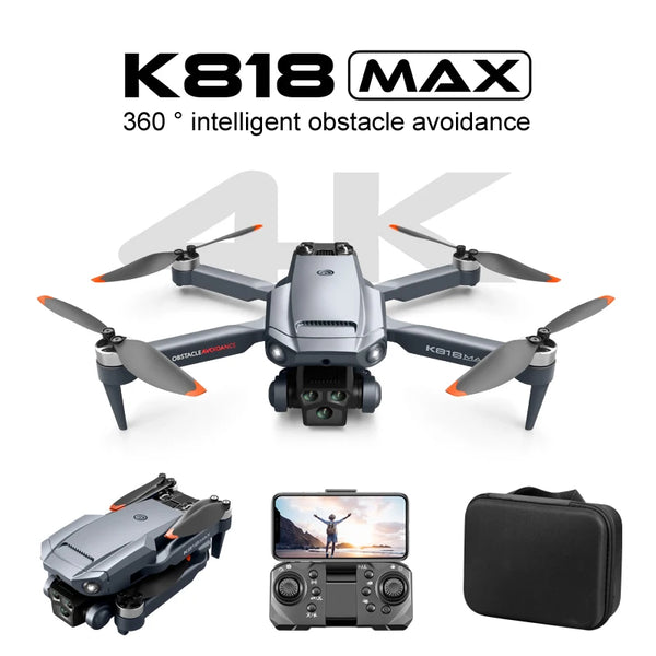 K818 MAX Pro Fessional Brushless Drones Foldable FPV RC Drone Quadcopter For Beginners 360° Active Obstacle Avoidance 3C 4K