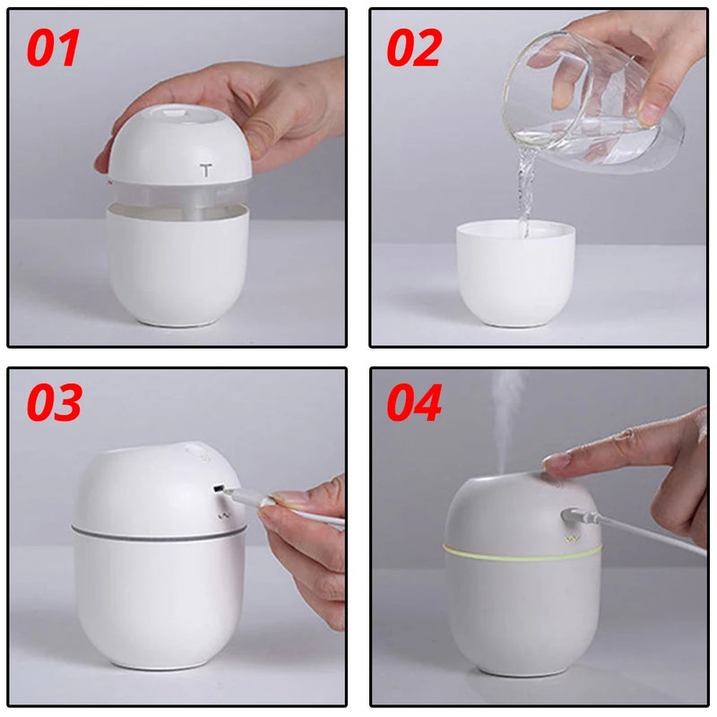 Mini Ultrasonic Air Humidifier 200ML USB Charge Diffuser Car Purifier Aromatherapy Anion Mist Maker Dense Fog Freshener Vehicle