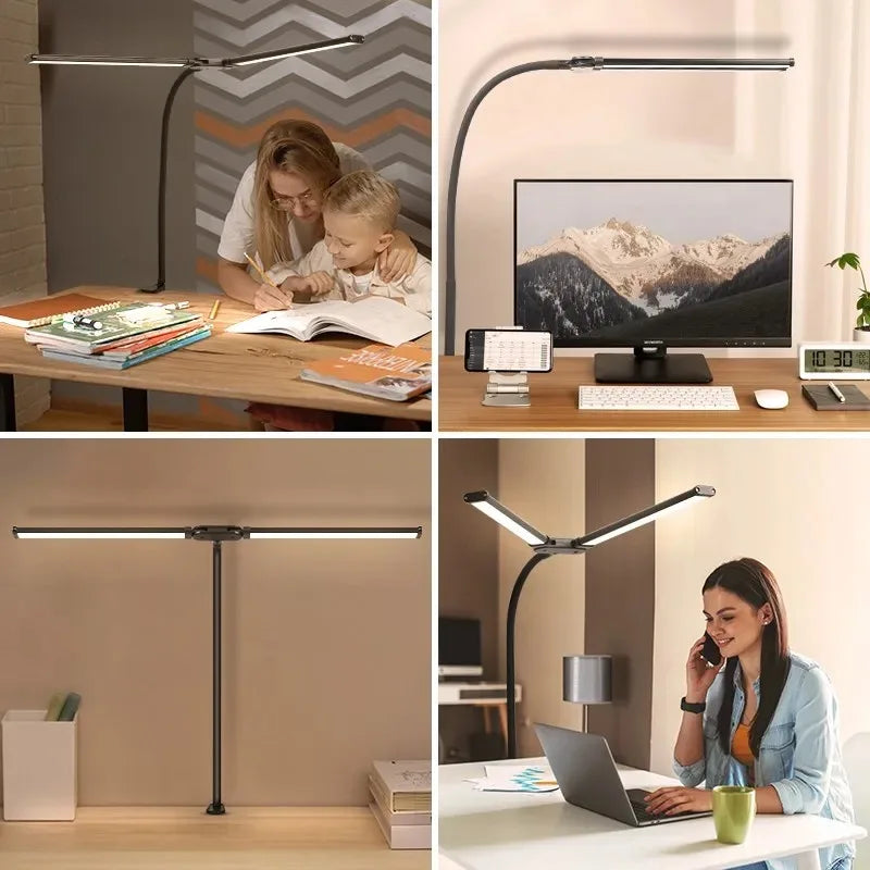 Double Head Led Clip Desk Lamp Dimmable Computer Table Lamps Led Monitor Light Architect Table Lamp for Office Reading Lighting