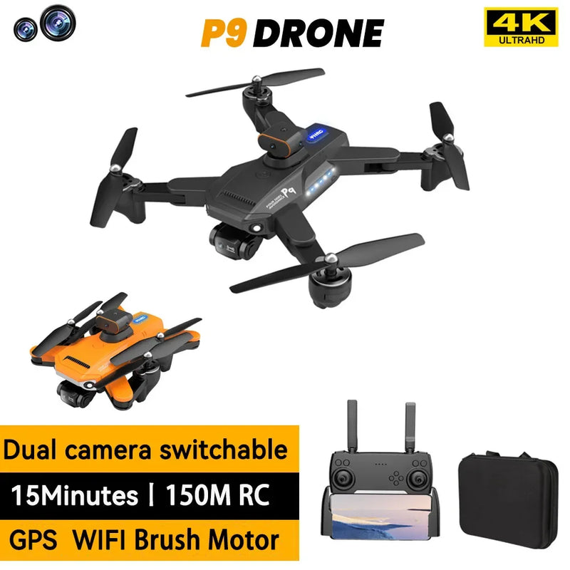 P9 Drone 4k Hd Dual Camera Four-sided Obstacle Avoidance Optical Flow Rc Helicopter Professional Foldable Quadcopter Toys