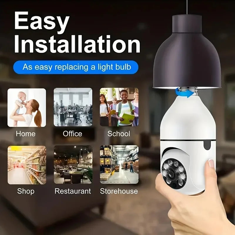 E27 Smart WiFi Security Camera 360° Pan/Tilt Panoramic Surveillance Motion Detection 2-Way Audio IP Camera Real-Time Video Home