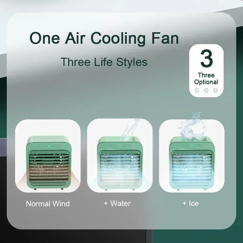 Portable Mini Air Conditioner Desktop Fan 5000mAh USB Rechargeable Air Cooler Table Cooling Mist Fan Humidifier for Office Home