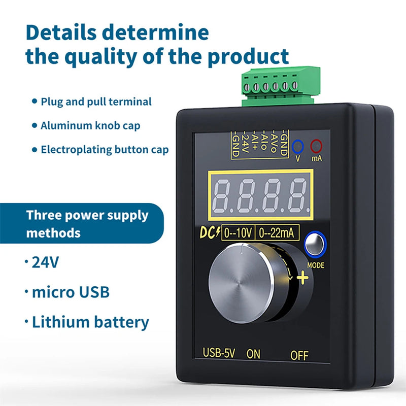 FNIRSI SG-002 4-20mA 0-10V Digital Analog Voltage Signal Generator 0-20mA Current Transmitter Debug Source Calibrator