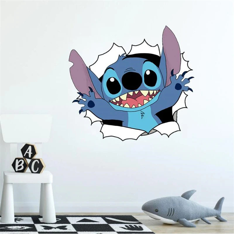 Cartoon Lilo & Stitch Wall Stickers For Kids Room Kindergarten Bedroom Wall Decoration Disney Movie Animation Poster Art Murals