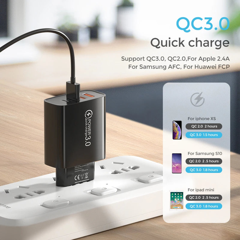 60W USB C Charger Fast Charging Quick Charge 3.0 Mobile Phone Charger Type C Adapter For iPhone 14 13 Xiaomi 12 Samsung Huawei