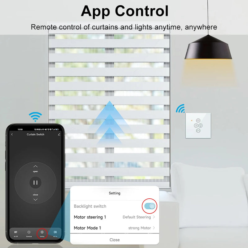 QCSMART Tuya WiFi Window Curtain Light Switch for Roller Shutter Blinds Remote Control by Smart Life Google Home Alexa App