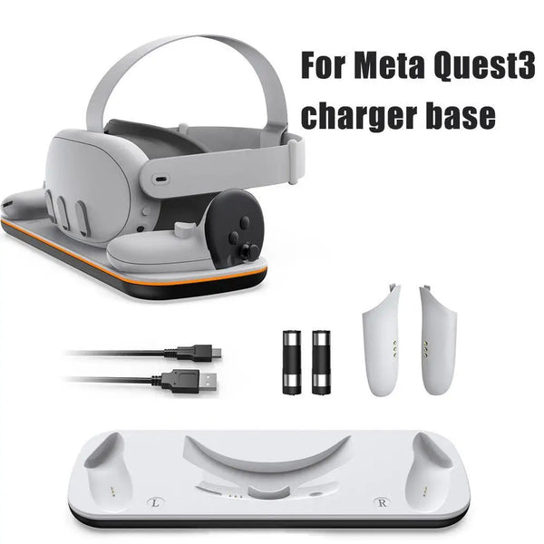 Wireless Charging Dock for Meta Quest 3, Oculus VR Accessories Charger Station Controller Battery Pack, Fit Elite Head Strap