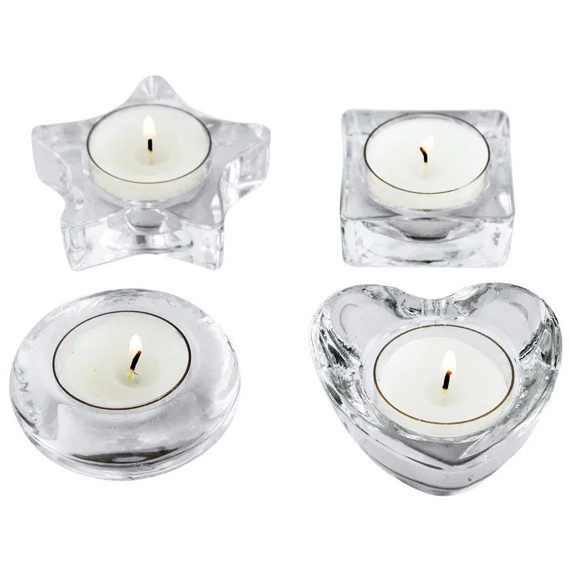 European Small Glass Candle Holder Night Tea Light Bar Home Candlesticks Creative Decor