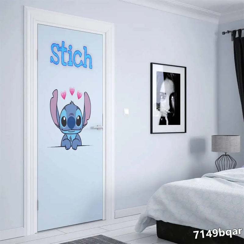 Disney kawaii Lilo & Stitch Stitch Door sticker Graffiti Pop door elevator room wall art Home decoration Aesthetic Wall Sticker