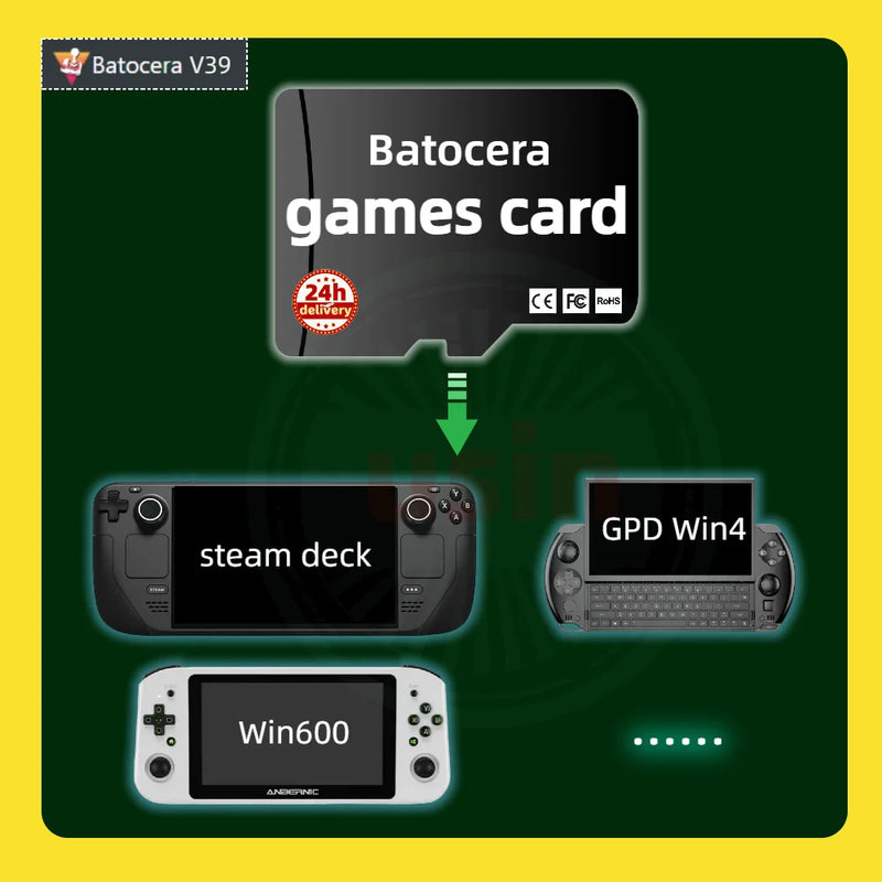 Game TF Card For Steam Deck OLED Pre-install Batocera Plug&play Retro Games PS2 PSP PS1 Memory Windows Handheld Gaming SD Card