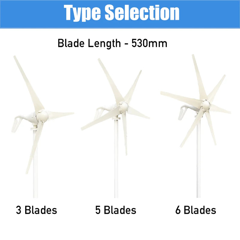 600w 800w 1000w Wind Turbine Generator Windmill 12v 24v Home Appliance Camping Free Energy Power Generator With MPPT Controller