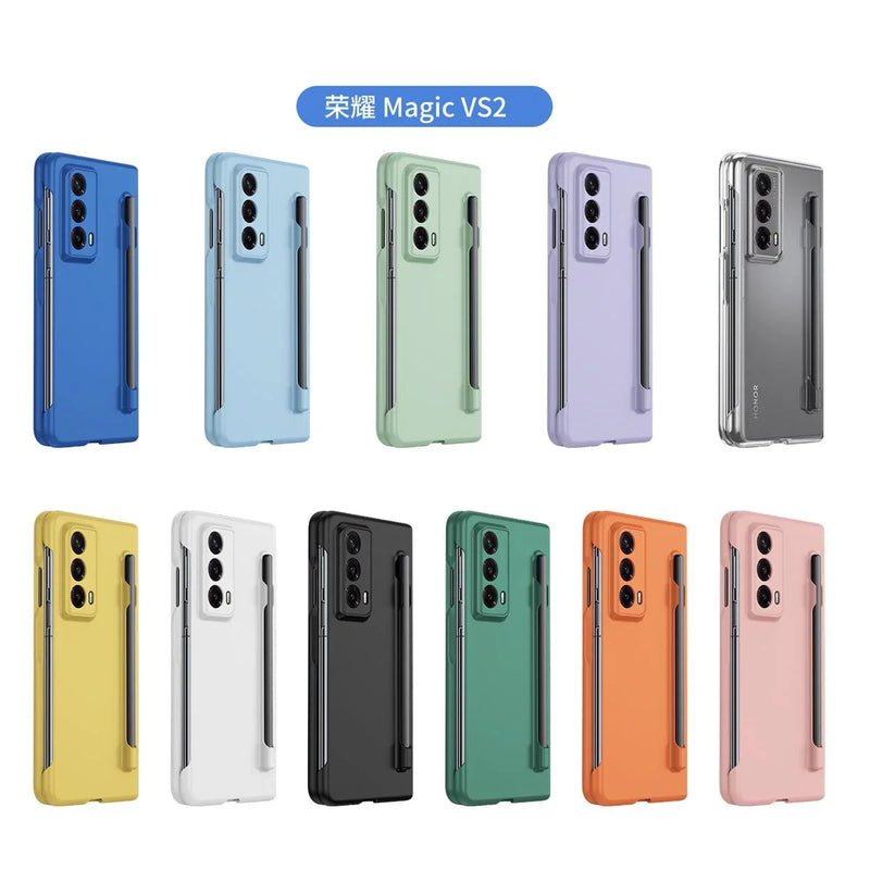 Matte Solid Color Phone Case For Honor Magic V2 VS2 PC Hard Shell Protection Shockproof Film Protector With S Pen Holder Cover