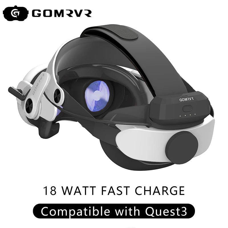 GOMRVR Comfort Battery Halo Head Strap Compatible with Meta Quest 3 Replancement of Elite Strap Enhanced Playtime and Support